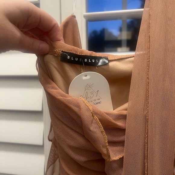 Blue Blush Ruched Ribbed Mini Dress - Picture 6 of 6